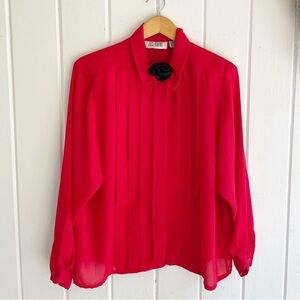 Josephine vintage Red sheer blouse with bow Blouse size 12